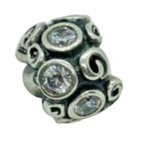Pandora Primrose Path Bead Charm w/ Clear Zirconia- 790330cz ALE 925